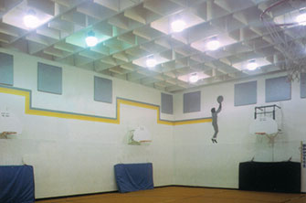 Gymnasium: Echo Eliminator Hanging Acoustical Baffles