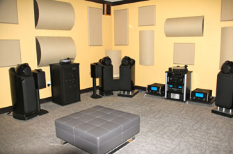 Listening Room with Curve Diffusors and Fabric-Wrapped Panels